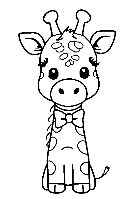 Niedliche giraffe mit schleife Malvorlage