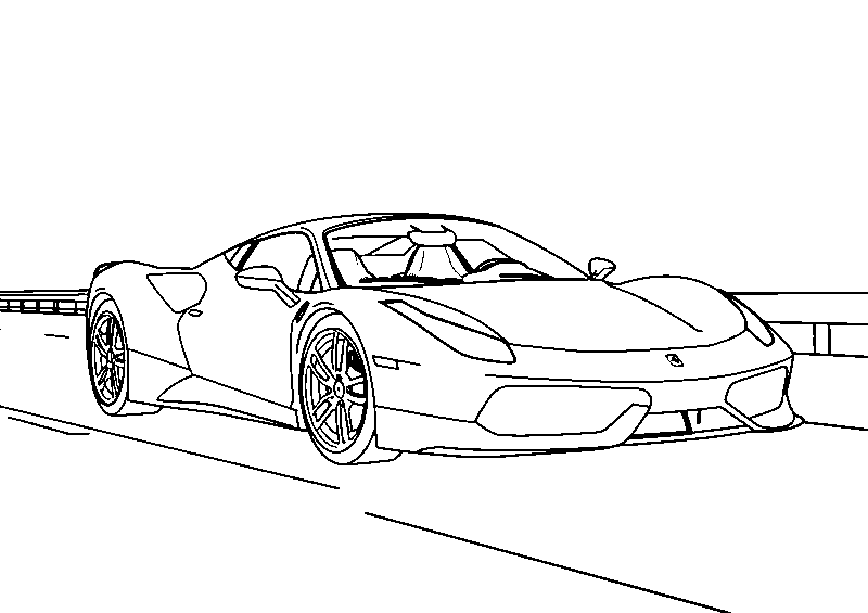Ferrari speeding along the highway coloring page