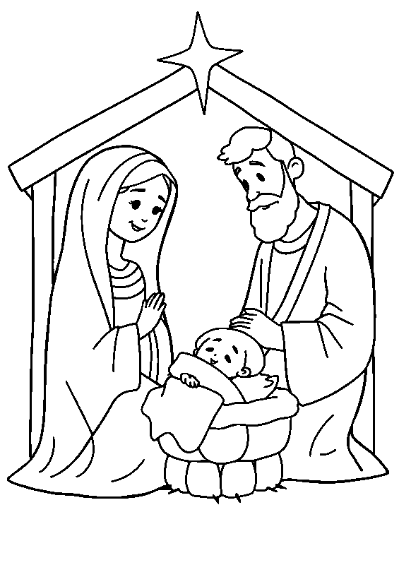 Maria und Josef mit jesuskind Malvorlage