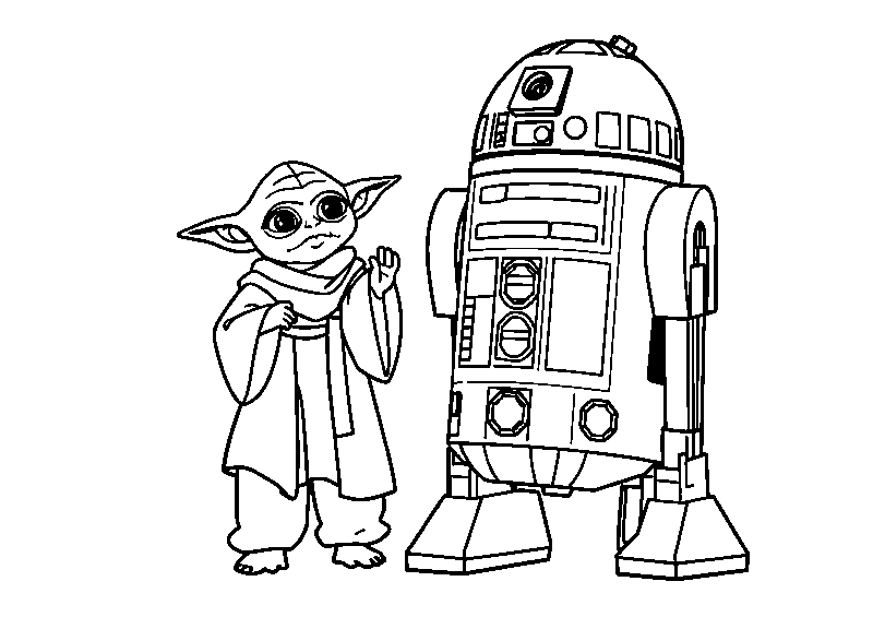 R2-D2 and Yoda Adventure coloring page
