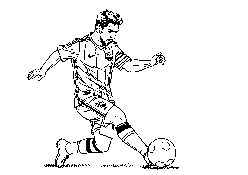 Messi topa vuruyor boyama sayfası
