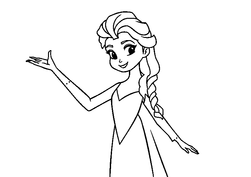 Elsa standing in snowy landscape coloring page
