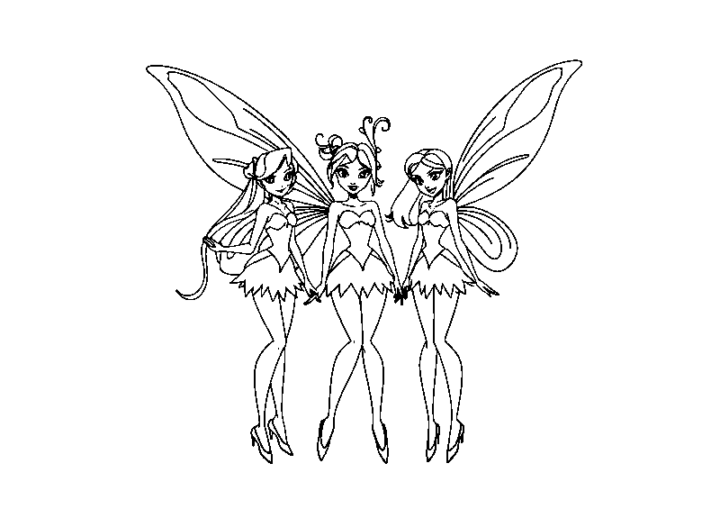 Winx club sur scène coloriage