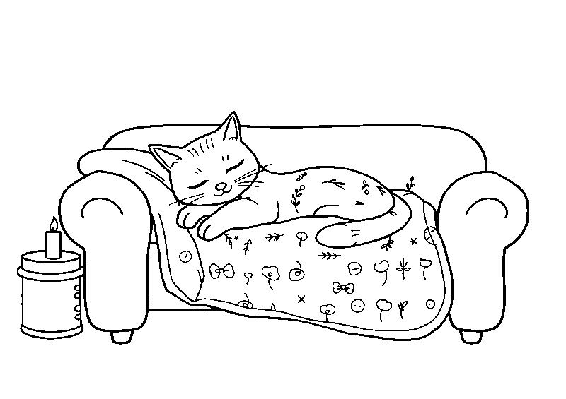 Gemütliche katze auf sofa Malvorlage