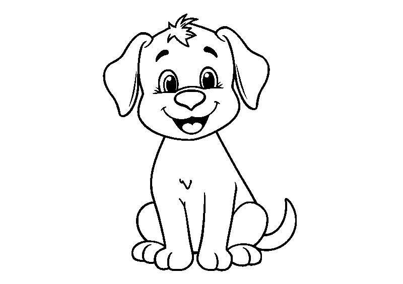 Cute smiling sitting dog coloring page
