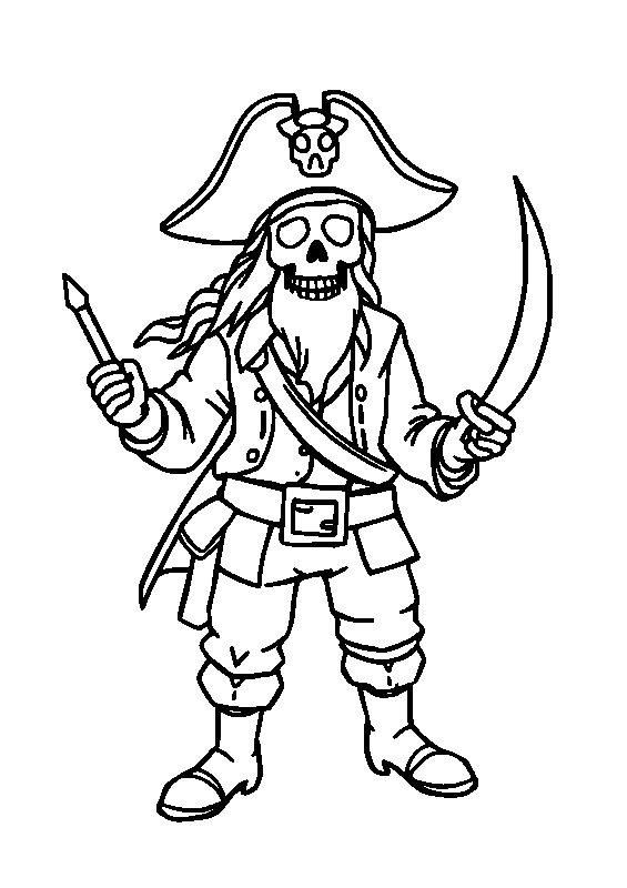 Brave pirate on ship coloring page