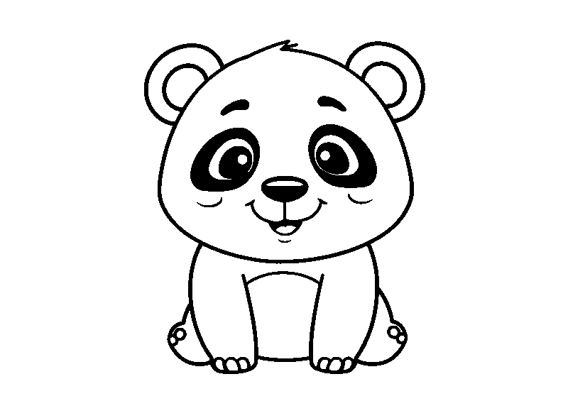 Smiling Cute Panda Fun coloring page
