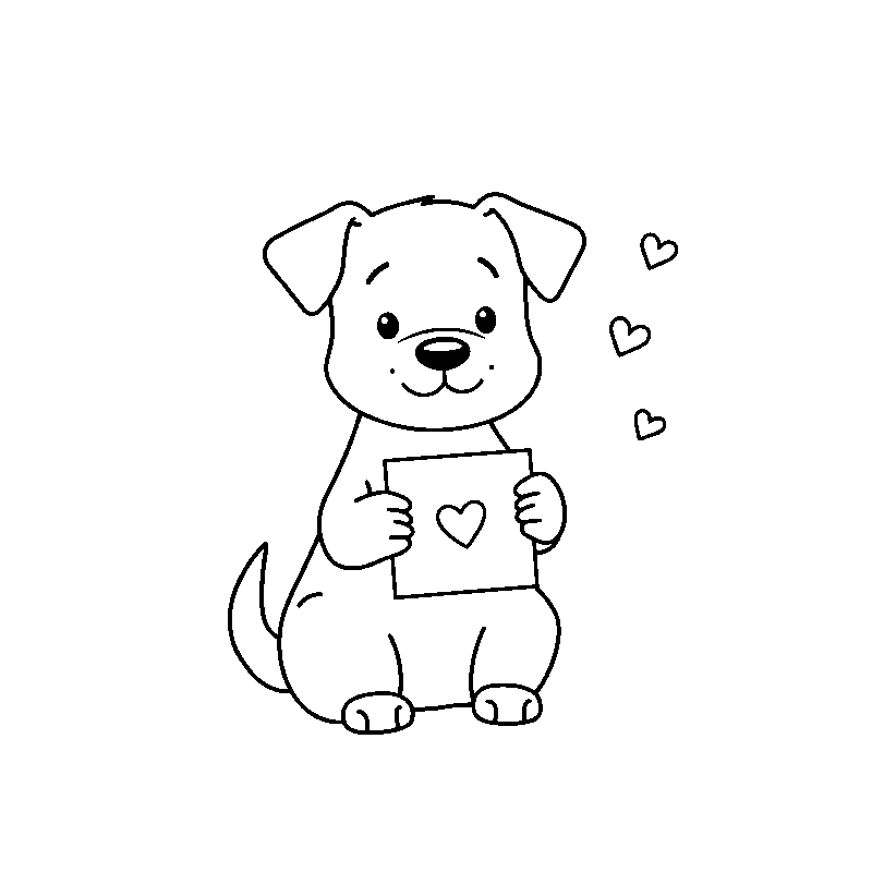 Dog with love letter coloring page