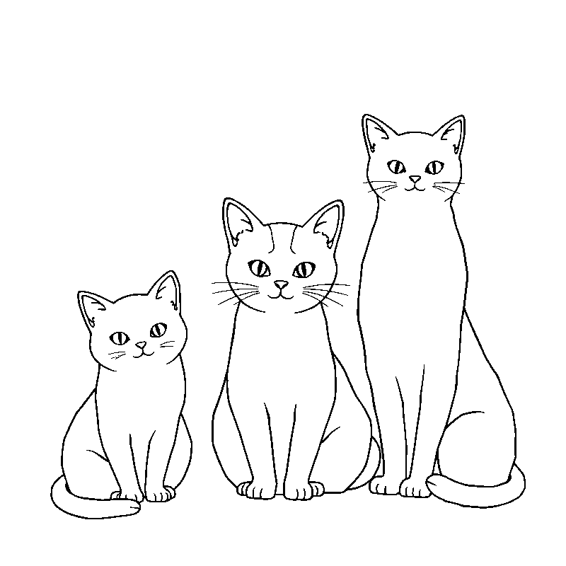 Gatos adorables jugando dibujo para colorear