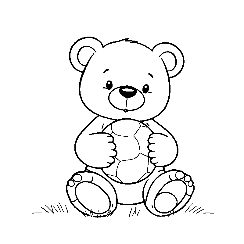 Teddy carino con palla disegno da colorare