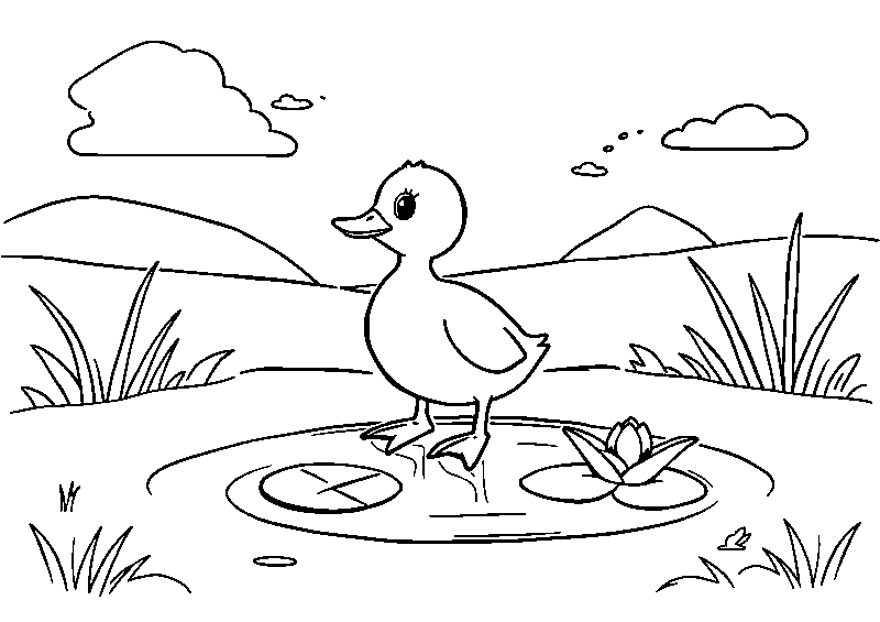 Duckling by the pond boyama sayfası