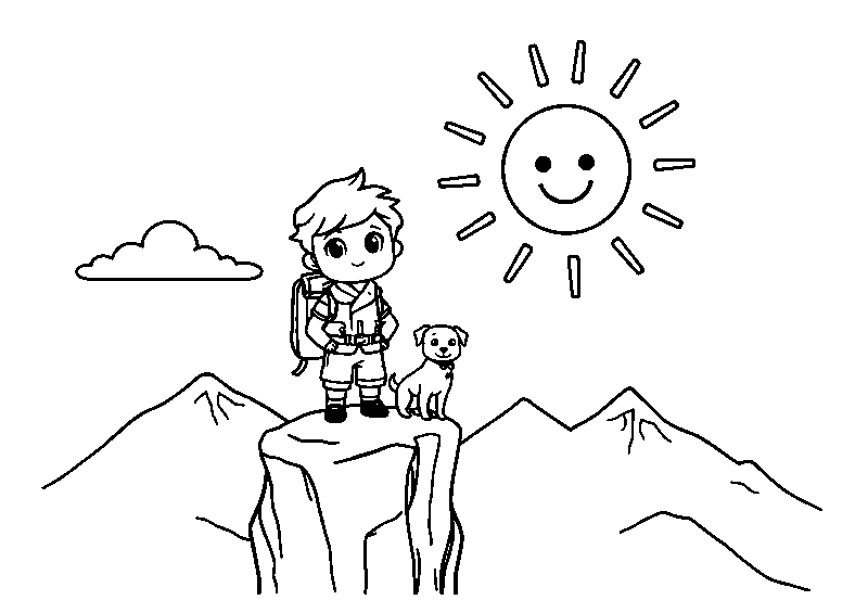 Chibi fool at cliff edge coloring page