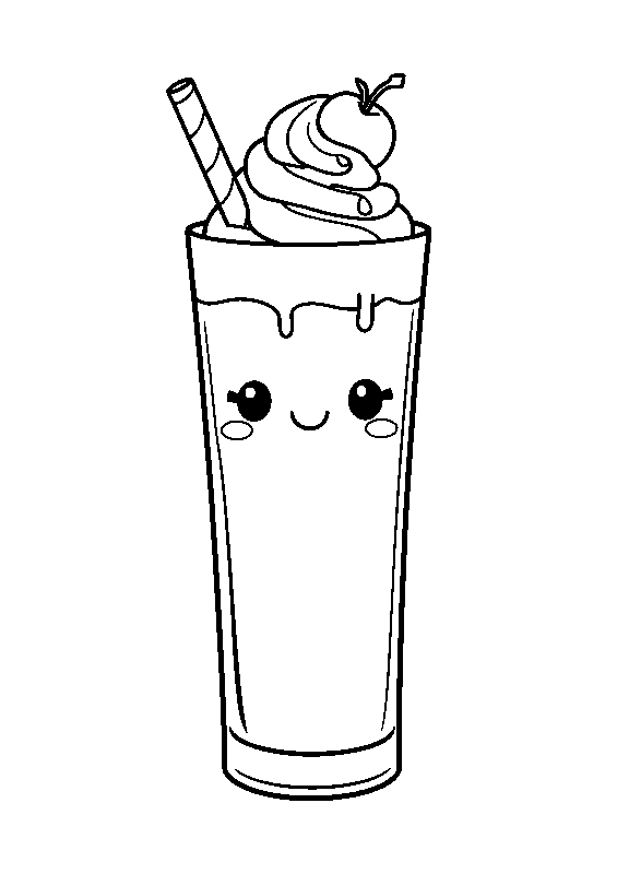 Sevimli yüzlü smoothie bardağı boyama sayfası