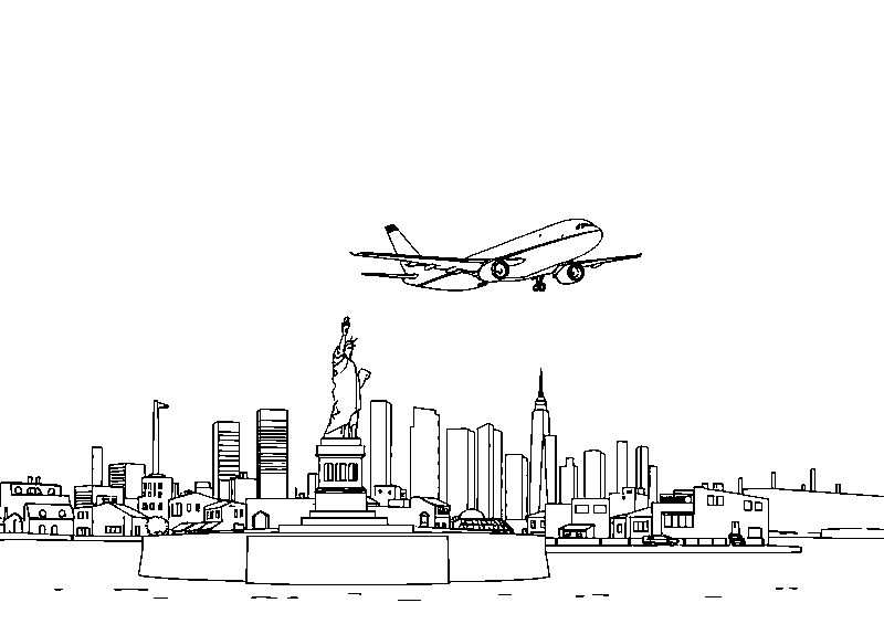 Aereo sulla statua della libertà disegno da colorare