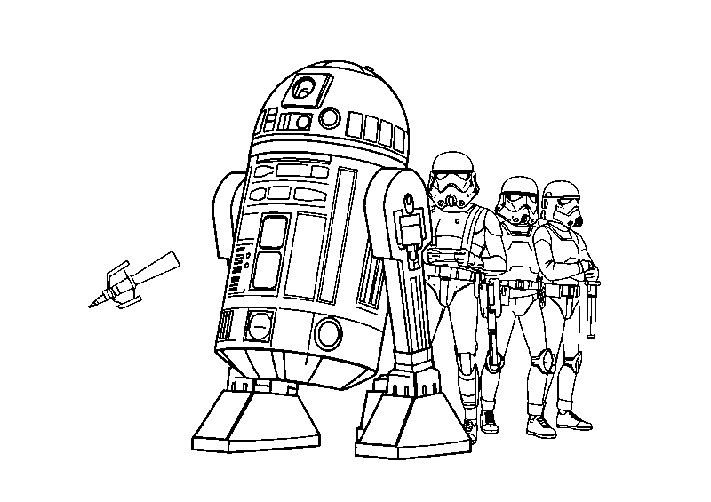R2-D2 and Rebel Team coloring page