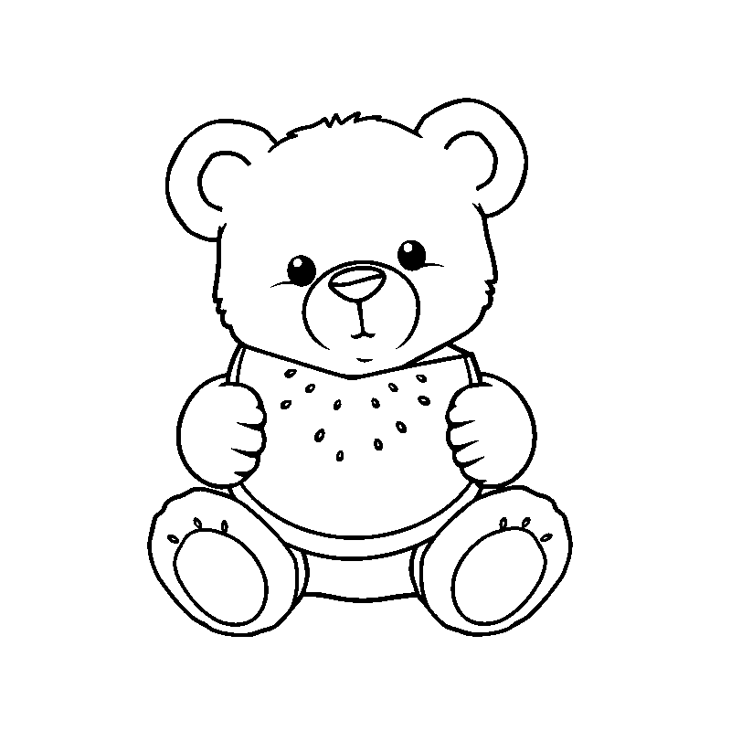 Teddy carino con anguria disegno da colorare