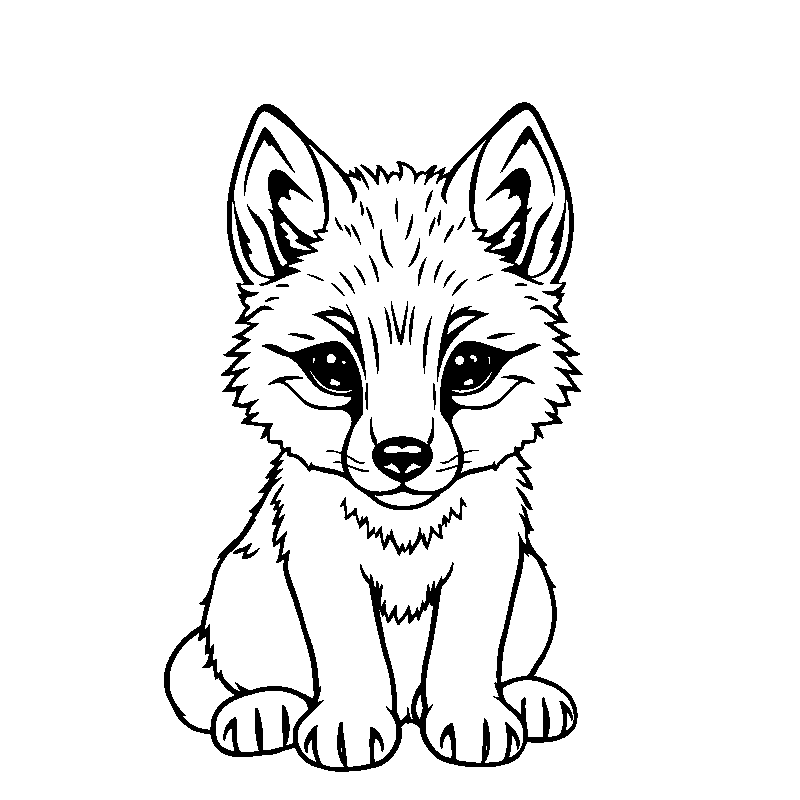 Cute baby wolf coloring page