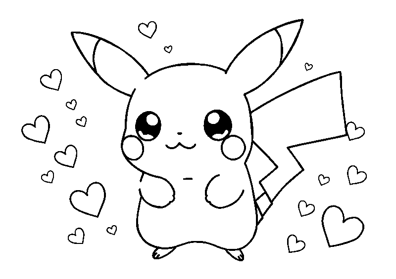 Sevimli Kawaii Pikachu Renkli Sayfası boyama sayfası