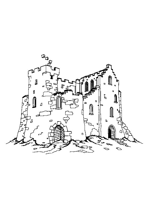 Old ruin castle coloring page