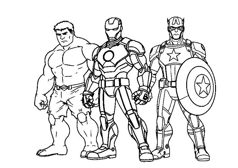 Avengers heroes standing united coloring page