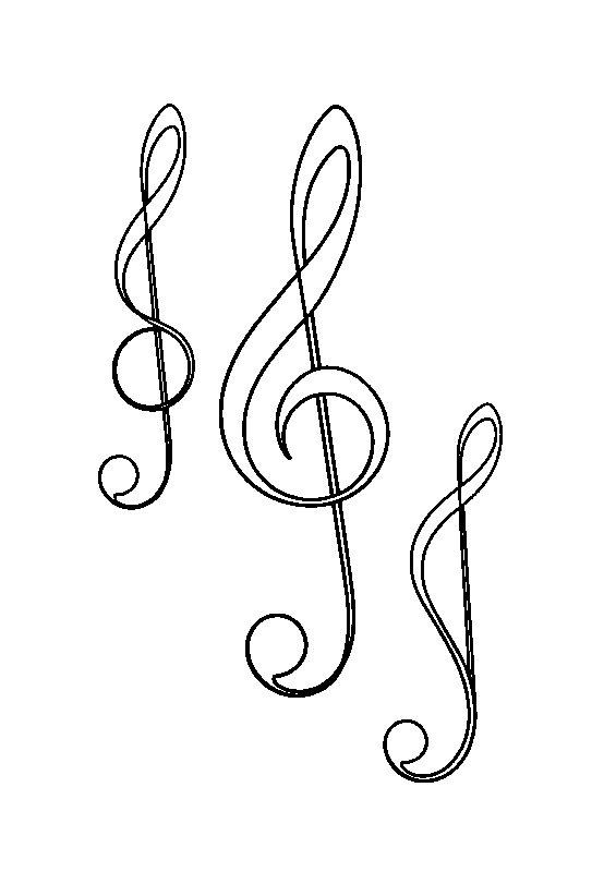 Three musical clefs together coloring page