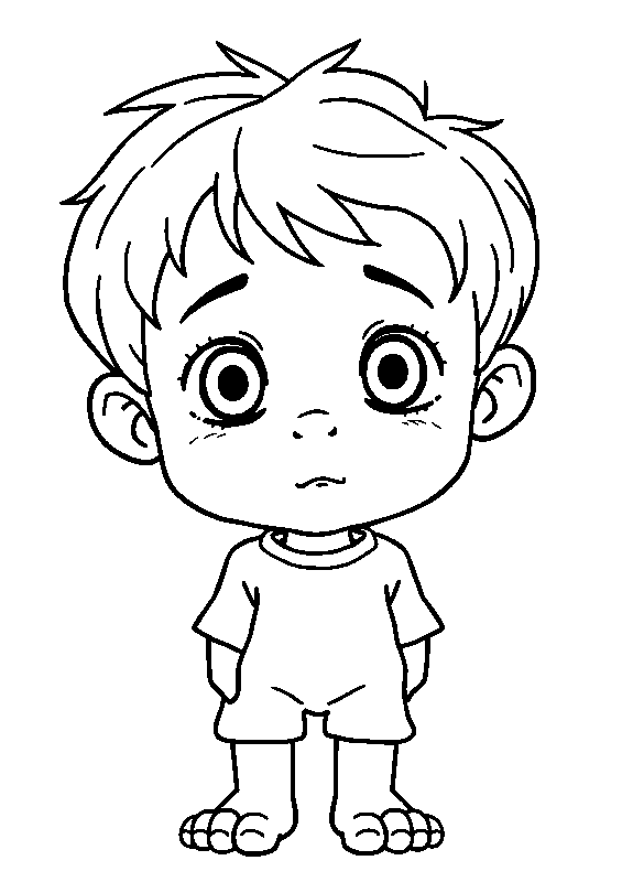 Curious boy exploring outdoors coloring page