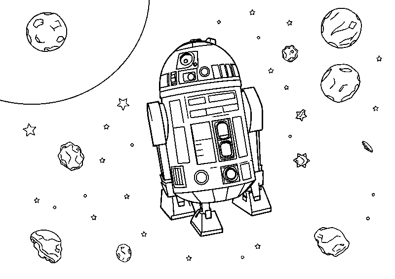 R2-D2 Soars Through Space coloring page