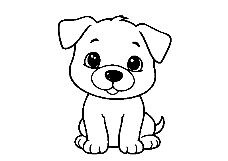 Perro lindo sentado dibujo para colorear