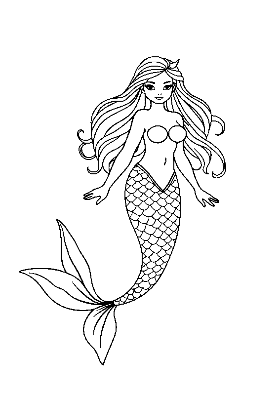 Mermaid ocean scenes collection coloring page