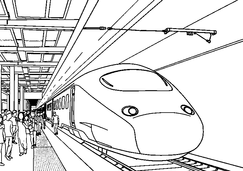 Shinkansen in arrivo a tokyo disegno da colorare