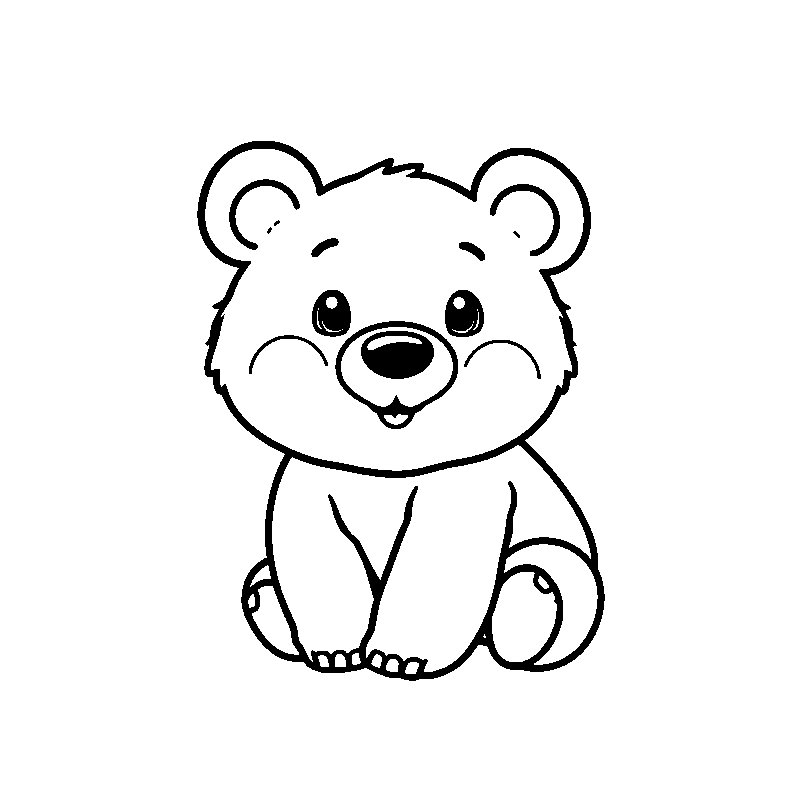 Cute baby bear sitting coloring page
