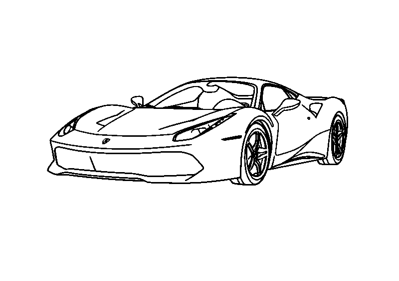 Ferrari with colorful emblem coloring page