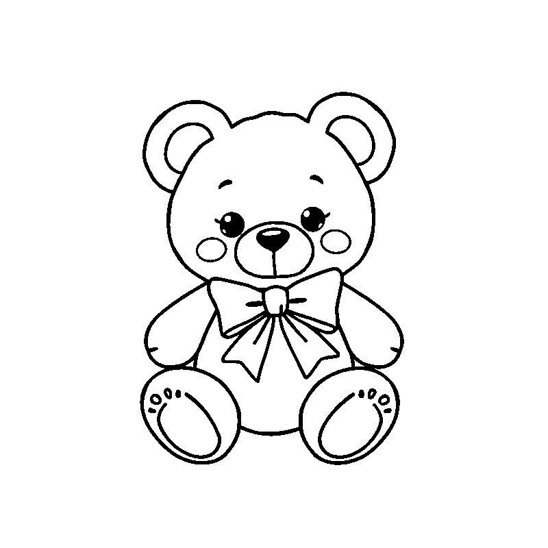 Teddy carino con fiocco disegno da colorare