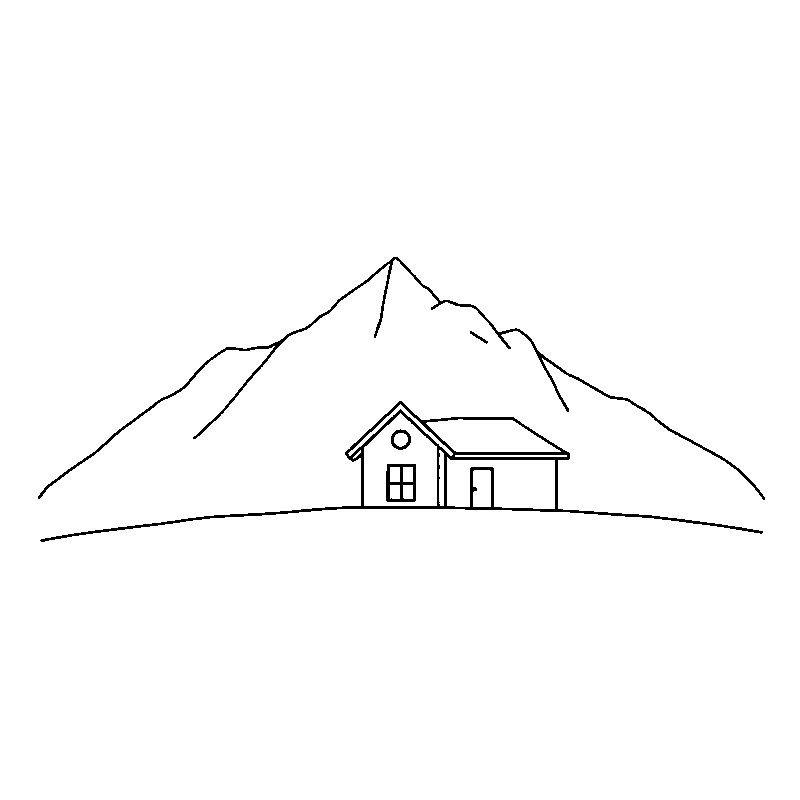 House by the mountain coloring page