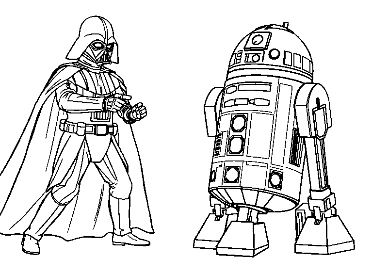 R2-D2 Battles Darth Vader coloring page