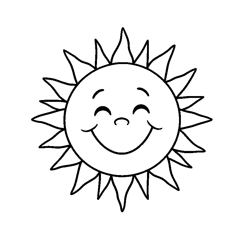 Smiling sun outline coloring page