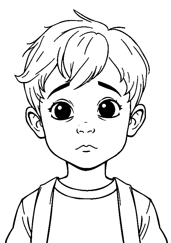 Curious boy exploring the garden coloring page