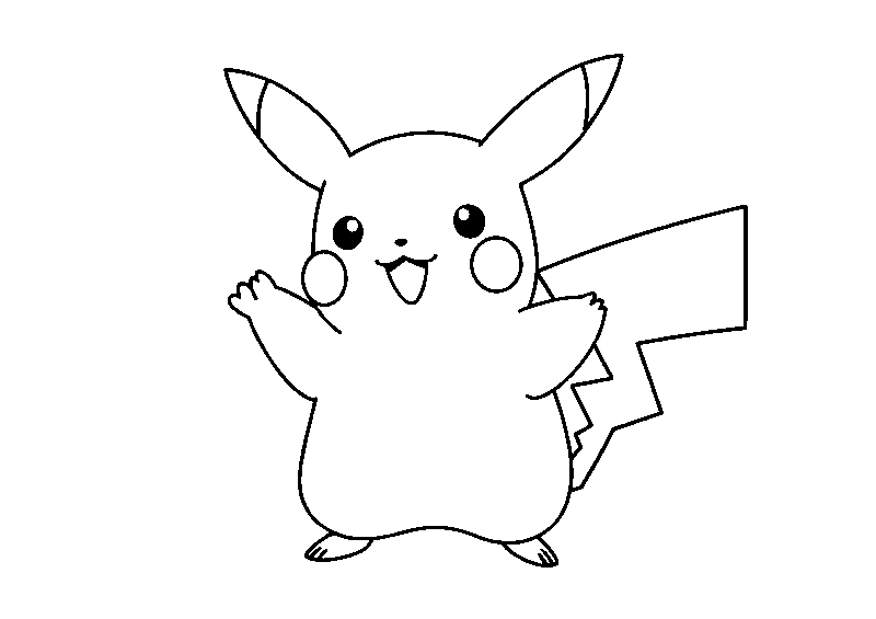 Милый пухлый Пикачу машет раскраска