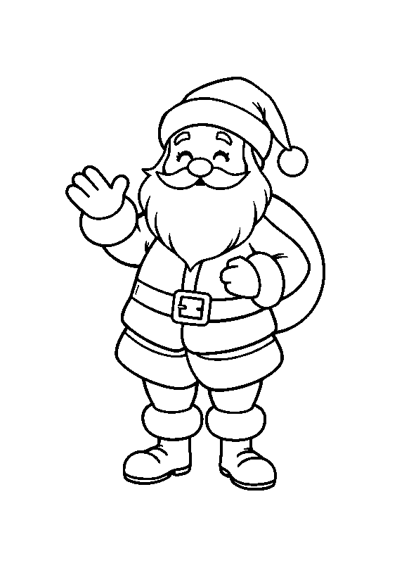 Cute santa claus waving coloring page