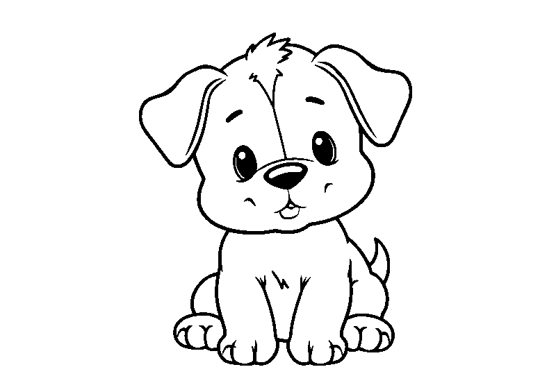 Adorable chiot mignon coloriage