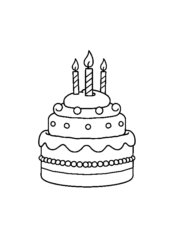 Birthday cake with candles coloring page