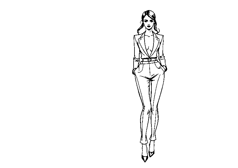 Modella di alta moda disegno da colorare