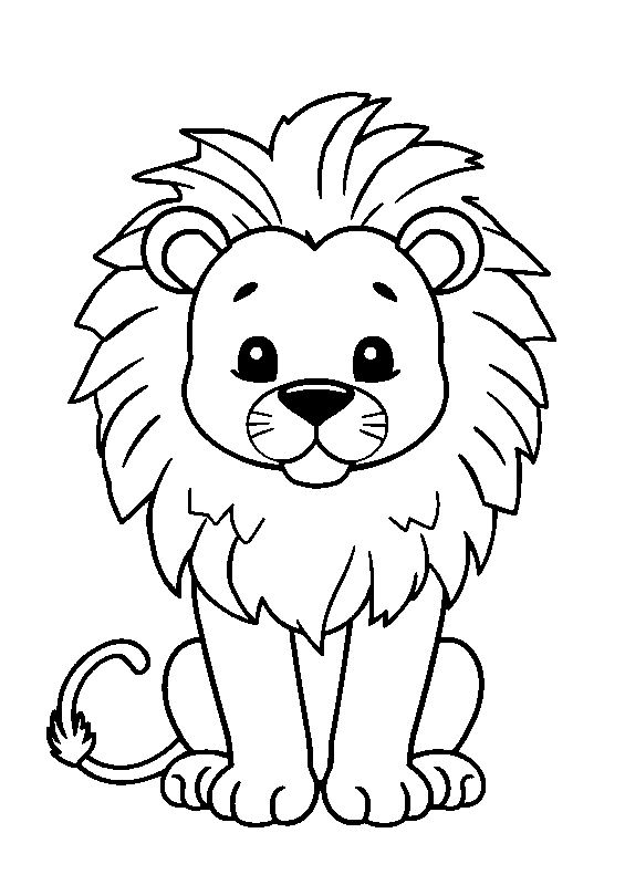 Lionceau mignon dans la savane coloriage