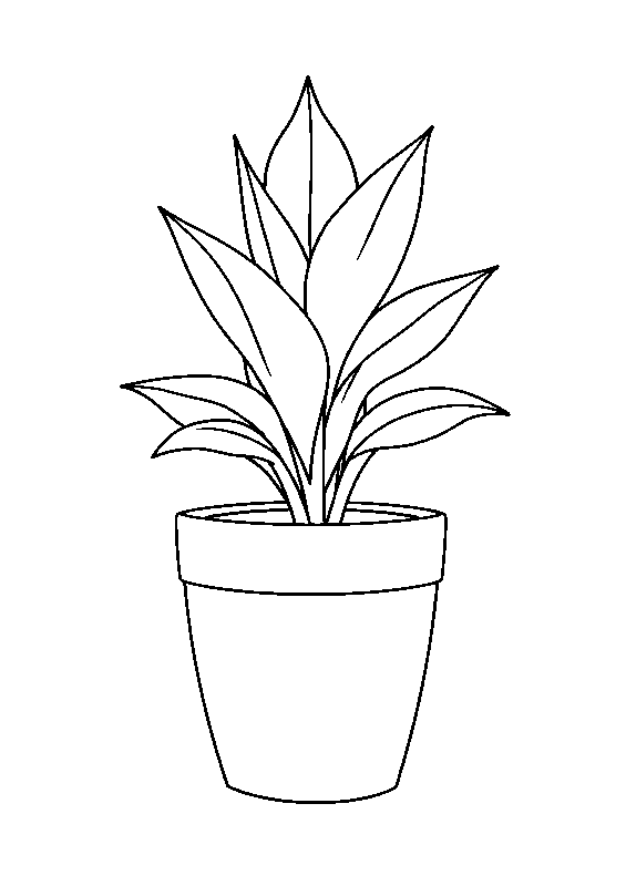 Potted houseplant in cozy pot coloring page