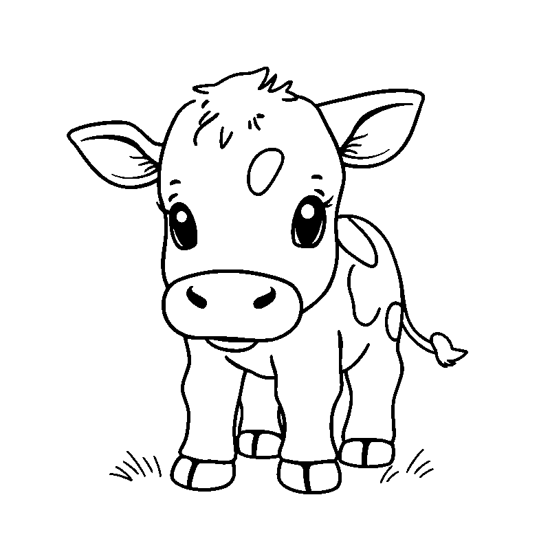 Cute baby cow coloring page