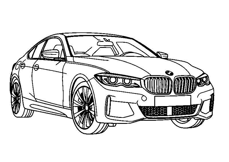 Sporty bmw on open road coloring page