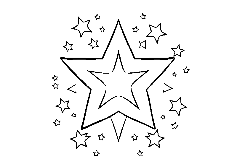 Large star with smaller stars coloring page