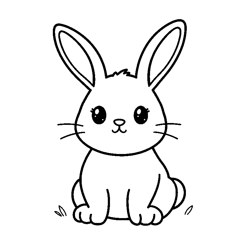 Sevimli kawaii tavşan boyama sayfası