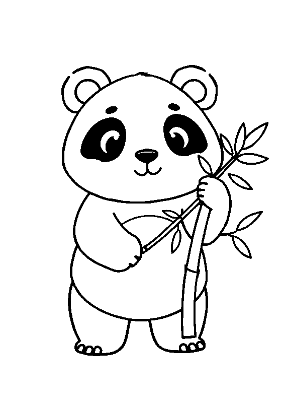 Cute panda with bamboo coloring page