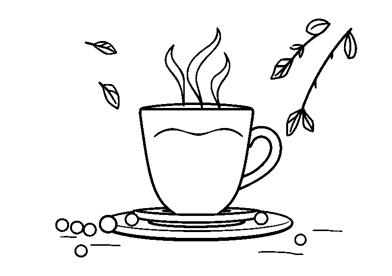 Cozy coffee time coloring page